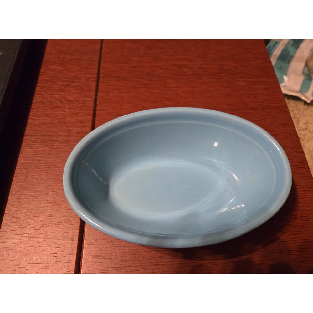 Taylor Smith Taylor TST Genuine Oven Serve Ware Blue Floral Oval Bowl USA - Picture 3 of 6
